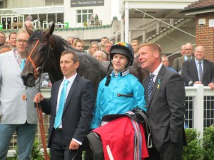 Tom Dascombe (right) was delighted with Brown Panther's victory at Sandown and is now aiming for the Ascot Gold Cup.