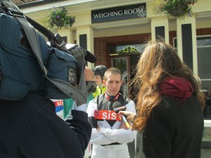 Jim Crowley rode Storm Sky to win the Listed betfred.com Derby Trial Stakes