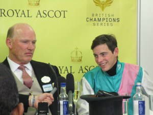 John Gosden and James Doyle speak to the racing press after Kingman's victory in the St James's Palace Stakes on the first day of Royal Ascot.