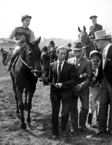St Paddy, Lester Piggott up, is led in by trainer Noel Murless after winning the 1960  Derby (Pic: Courtesy of Great British Racing).