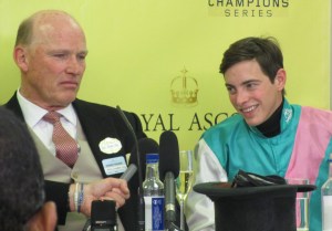 John Gosden and James Doyle after Kingman's victory in the St James's Palace Stakes at Royal Ascot.