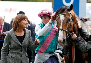 Noble Mission and James Doyle with trainer Lady Jane Cecil after  winning The QIPCO Champion Stakes Ascot. Pic: Dan Abraham-racingfotos.com (Courtesy GBR).