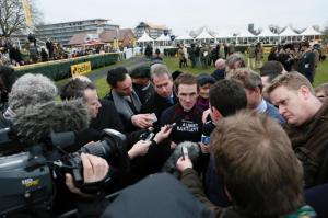 Tony McCoy speaks to members of the press at Newbury Racecourse after announcing his retirement.