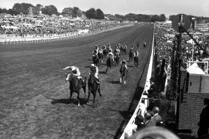 The 2015 Epsom Derby takes place on June 6. Amongst the illustrious names to win the Derby was The Minstrel (left) in 1977 for Lester Piggott. Hot Grove was second and Blushing Groom third. Pic courtesy of Jockey Club Racecourses.