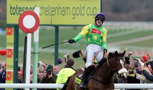 Ruby Walsh celebrates after winning the Cheltenham Gold Cup on Kauto Star.