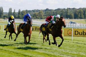 The Corsican wins the Dubai Duty Free Legacy Cup at Newbury. Pic: Courtesy of Newbury Racecourse.