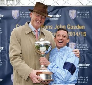 John Gosden was joined by Frankie Dettori when he was crowned champion trainer for the 2014-15 season. (Pic: Courtesy of Great British Racing).